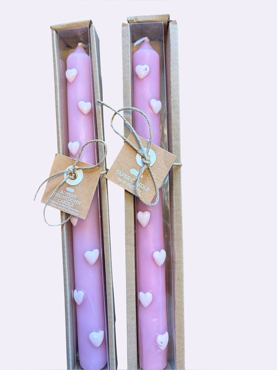Mud Pie Other - Pair Pink Heart Taper Candles — NWT — Mud Pie